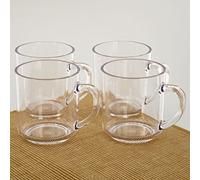 CITYPOINT 4 pcs, 11 OZ Crystal Clear Plastic Coffee Mug, Restaurant Beverage Cups Party Juice Cups, Break-Resistant Plastic Picnic Drinking Cup