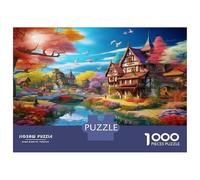 Cityscape Architecture 1000 Piece Jigsaw Puzzles for Adults Featuring Artistic Design Jigsaws for Adults Fairy Cottage As A Mind Relaxation Puzzle for Holiday Activity 52x38cm/1000pcs