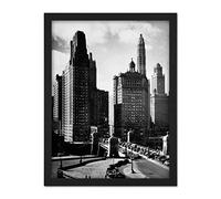 Cityscape Chicago Skyscrapers 1930s Buildings Photo Large Framed Art Print Poster Wall Decor 18x24 in