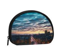 Cityscape Dusk Minis Storage Bag Shell Wallet Small Coin Purse with Minis with Zipper Change Purse for Coin Keys You Can Also Store Any Small Objects You Want