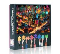 Cityscape Jigsaw Puzzles, Cityscape Covered with Large Colorful Puzzle for Adults 1000 Pieces, Difficult Impossible Challenges Jigsaw Puzzles for Adults, 19.5 x 27.5 Inch
