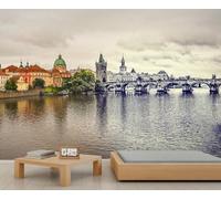 Cityscape Murals Historic City Landscape Wallpaper for Girls River Stone Bridge Church Tower Wallpaper Sky Clouds Wall Paper for Girls Bedroom Living Room Tv Backdrop Decoration Mural Poster