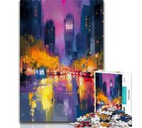 Cityscape Oil Painting Jigsaw Puzzles for Adults 1000,Staycation Kill Time Every Piece Is Unique - Challenging Family Fun Game (75x50cm)