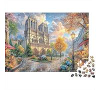 Cityscape Painting 1000 Piece Jigsaw Puzzle for Adults Notre Dame Town Challenging Puzzles Educational Games Great Gift 70x50cm/1000pcs