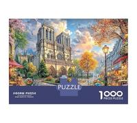 Cityscape Painting 1000 Piece Jigsaws Notre Dame at Dusk Eco-Friendly Paper Puzzle for Stress Relief, Relaxation And Enjoyable Family Entertainment 38x26cm/1000pcs