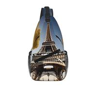Cityscape Paris Eiffel Tower France Crossbody Sling Bag Men Women, Casual Shoulder Backpack, Chest Daypack Satchel for Hiking Travel