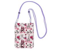 Cityscape Paris Eiffel Tower France Print Crossbody Bag For Women, Mini Phone Purses, Cute Phone Wallet, For Hiking Travel Gift