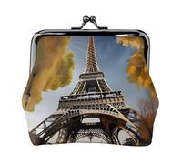 Cityscape Paris Eiffel Tower France print Cute Buckle Coin Purses Vintage Pouch Kiss lock Change Purse Wallets for Women Fashion, Black, One Size, Vintage