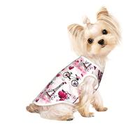 Cityscape Paris Eiffel Tower France print Dog Shirts for Small Dogs Stretchy T-Shirts Lightweight Tank Top Sleeveless Striped Vest