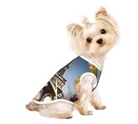 Cityscape Paris Eiffel Tower France print Dog Shirts for Small Dogs Stretchy T-Shirts Lightweight Tank Top Sleeveless Striped Vest