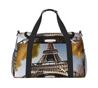 Cityscape Paris Eiffel Tower France Print Foldable Carry On Tote Large Capacity Hand Carry Bag for Airplane Weekend Getaways