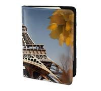 Cityscape Paris Eiffel Tower France print Travel Wallet Passport Holder Case for Family Leather Passport Cover for Men Women, Black, One Size