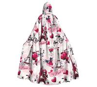Cityscape Paris Eiffel Tower France Print Unisex Adults Hooded Cloak Cape Uniform, Hooded Robe, For Halloween Cosplay Costumes