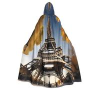 Cityscape Paris Eiffel Tower France Print Unisex Adults Hooded Cloak Cape Uniform, Hooded Robe, For Halloween Cosplay Costumes