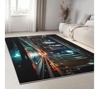 Cityscape Rugs Living Room Indoor 140 x 200 cm, Soft Touch Premium Quality Architecture Bridge Night View Printed Area Rug, Antibacterial Anti-Slip Kitchen Carpet for Bedroom Hallway Home Decor
