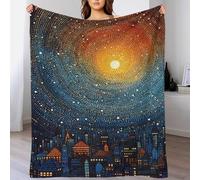 Cityscape Under Starry Sky Easy-Care Giant Blanket Travel Xmas Blankets Gift for Family & Friend 50x60inch(127x152cm)