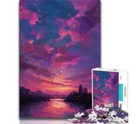 Cityscape Under The Setting Sun Jigsaw Puzzles for Teenagers 1000 Pieces,Challenging Game Gifts for Is Ideal As A Gift for The Whole Family (38x26cm)