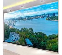 Cityscape Wall Mural Wallpaper Non-Woven 3D Rivers and Bridges Photo Wallpaper Mural for Bedroom Living Room - Art Print Wall Decoration Poster Picture Design 250x175 cm(WxH) 2209o