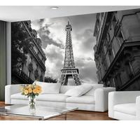 Cityscape Wallpaper for Living Room - Peel and Stick Wallpaper, Gray Paris Bedroom Wall Paper, Large Wall Mural & Eiffel Tower Home Decor, Self Adhesive