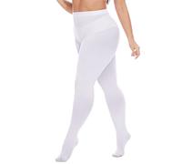 Citystl Women's Opaque Plus Size Tights, 80 Den Black Control Top Tights, Solid Color Soft Microfiber（XL-6XL）, White, 5XL-6XL Plus