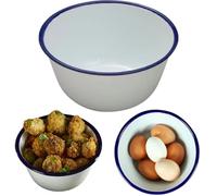citystores® 16cm Enamel Pudding Basin White Enamelware Enamel Cookware Enamel Crockery Rice Plate Pasta Plate Bowl Dinner Plate Round Pie Plate Soup Plate Mixing Bowl Deep Dish Tableware 0336