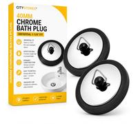 Citystores® 2 Pack 40mm Chrome Bath Plugs - Universal 1-5/8" Metal Bathroom Drain Stoppers for Bathtubs, Sinks & Basins, Durable Replacement Plug with Secure Seal