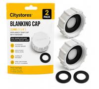 Citystores® 2 Pack Blanking Caps 32mm - 1.1/4" White Appliance Trap Caps with Washers - Waste Pipe End Stops for Kitchen Sink Plumbing & Washing Machine Outlets
