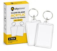 citystores® 2 Pack Clear Blank Acrylic Photo Keyrings 35 x 45mm, Personalised Picture Insert Keychains, DIY Photo Key Rings for Family, Pets, Gifts, School, Home, Office & Crafts