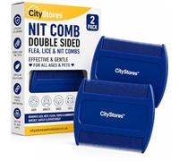 CityStores® 2 Pack Flea, Lice & Nit Comb Set - Double-Sided Fine Tooth Stainless Steel Combs for Head Lice, Fleas, Ticks, Dandruff & Grooming | Suitable for Adults, Children, Dogs & Cats | Dark Blue