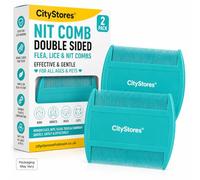 CityStores® 2 Pack Flea, Lice & Nit Comb Set - Double-Sided Fine Tooth Stainless Steel Combs for Head Lice, Fleas, Ticks & Dandruff | Grooming Comb for Adults, Children, Dogs & Cats | Turquoise