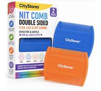 CityStores® 2 Pack Flea, Lice & Nit Combs - Double-Sided Fine Tooth Combs for Head Lice, Nits, Fleas, Ticks & Dandruff - Suitable for Kids, Adults, Dogs & Cats