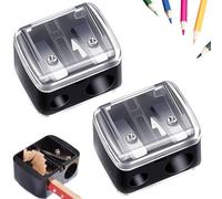 Citystores® 2 Pack Pencil Sharpener - Travel Cosmetics Pencil Sharpener with Cover | Portable Makeup Sharpener | Dual-Pencil Sharpener for Lip Liner, Eyebrow, and Eyeliner Pencils