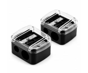Citystores® 2 Pack Pencil Sharpener - Travel Cosmetics Pencil Sharpener with Cover | Portable Makeup Sharpener | Dual-Pencil Sharpener for Lip Liner, Eyebrow, and Eyeliner Pencils