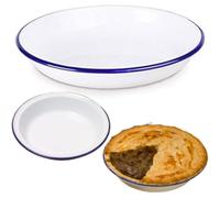 citystores® 22cm White Enamel Round Pie Rice Plate Baking Dish Tin Pasta Pies Tarts Kitchen Camping Home 0244