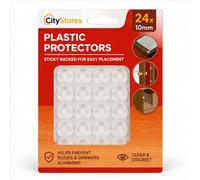 CityStores® 24 Pack Clear Rubber Door Bumpers 10mm - Self Adhesive Sticky Back Plastic Protectors for Cabinet Doors, Drawers, Cupboards & Furniture | Anti-Slam Noise Dampening Pads