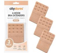 citystores® 3 Pack Nude 4-Hook Bra Extenders - Adjustable Bra Strap Extensions | Soft, Comfortable & Elastic | Ideal for Maternity, Weight Changes & Everyday Comfort