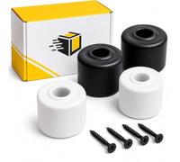 Citystores® 4 Pack Black & White Floor & Wall Mounted Door Stops - 2 Black + 2 White Heavy Duty Rubber Door Stoppers with Screws - Screw-in Door Buffers for Doors, Walls & Skirting Boards