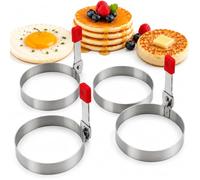 Citystores® 4 Pack Stainless Steel Egg Rings - Non-Stick Egg Poacher Rings for Perfect Poached & Fried Eggs, Pancakes, Crumpets & Cooking Moulds
