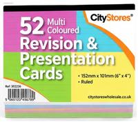 CityStores® 52 Coloured Revision Cards 6 x 4 Inch - Ruled Lined Index Flash Cards with Headline, Study Notes, Exam Revision, Presentation Cards for School, College, University & Office