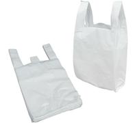 citystores® Large White Carrier Bags | Strong Plastic Vest Bags with Handles for Food, Grocery & Retail Use | 100 Bags
