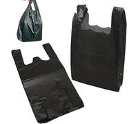 Citystores® Medium Black Carrier Bags | Strong Plastic Vest Bags with Handles for Food, Grocery & Retail Use | 100 Bags