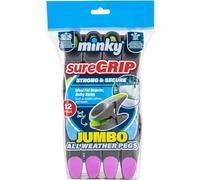 Citystores® MNK Jumbo Pegs - 12 Pack Multi-Colour Large Sure Grip Weatherproof Clothes Pegs for Laundry, Washing Line & Airer (2549)