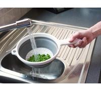 Citystores® Pop & Store Collapsible Food Colander with Handle White and Grey Silicone Pasta, Potatoes and Vegetables Large 9.5" 2248