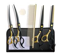 citywish - 【Professional Dog Grooming Kit】The kit includes 2 x curved dog scissors, 1 x thinning scissors, 1 x straight scissors, 1 x pet comb, 1 x cleaning cloth, 1 x regulator, 1 x bag of a