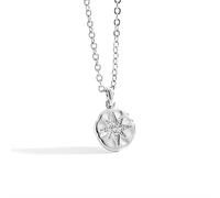 CIUFEWEK 925 Silver Simple and Fresh Compass Pendant Necklace Jewellery with Micro Set Zircon Mango Star Necklace Design Feeling Couple Necklace (Silver)