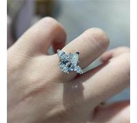 CIUFEWEK 925 Sterling Silver Pear Shape Water Drop Perfect Cut 3ct Sparkling Diamond Ring Cubic Zirconia Promise Love Halo Engagement Ring Confession Gift, US Code 8, Sterling Silver