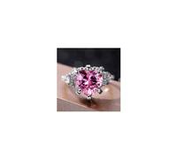 CIUFEWEK 925 Sterling Silver Shiny Heart Shaped Pink Gemstone Ring 3A+Cubic Zirconia Diamond Eternal Commitment Engagement Wedding Ring, US Code 9, Gemstone, Diamond