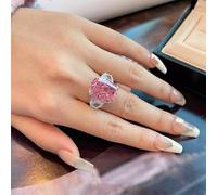 CIUFEWEK Luxury Ladies 925 Silver Diamond Ring Super Sparkly Pink Gemstone Vintage Ring 3A Cubic Zirconia Engagement Party Jewelry