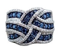 CIUFEWEK Retro Classic Women's S925 Sterling Silver Luxury Sapphire Multilayer Cross Full Diamond Ring Elegant Ladies Cocktail Party CZ Ring, US Code 6, Stone:, Diamond