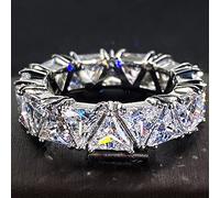 CIUFEWEK S925 Full Ring Shining 3A Grade Zircon Women's Ring Cubic Zirconia Single Row Triangle CZ Ring Eternal Promise Wedding Ring Engagement Ring, US Code 6